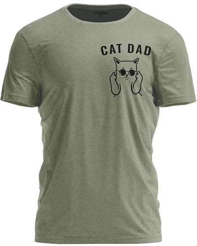 TeeUnion Funny Cat Dad Humor T-Shirt – Hilarious Cat Lover Joke Shirt for Men Military Green