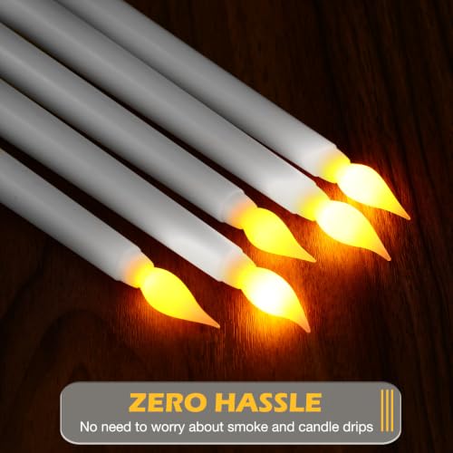 Image of Tuanse 108 Pack Flameless Flicker Taper Candles Bulk with Remote and Timer, Battery Operated LED Warm White Taper Candles Light for Home Wedding Decoration Gifts (White,12 Inch)