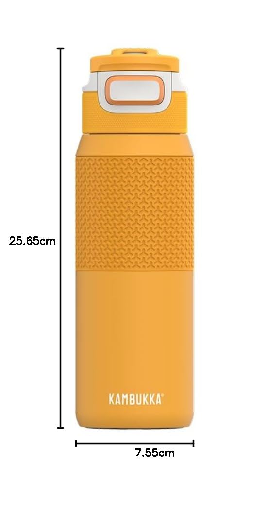 Kambukka Bouteille d'eau en acier inoxydable Elton Insulated Mango Maniac 750 ml, thermos imperméable : technologie Snapclean, couvercle lavable au lave-vaisselle, prise en main confortable, facile à