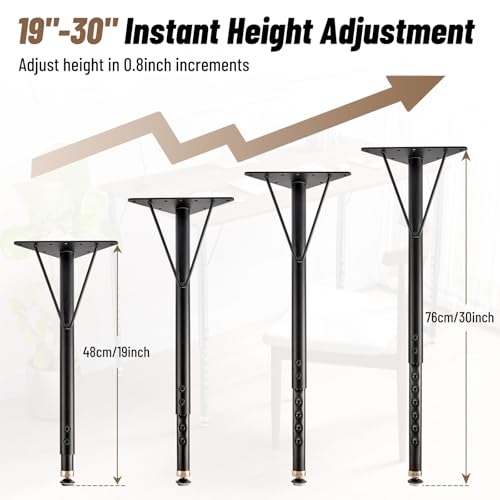 image for Pilida Adjustable Table Legs 19-30 Inch,Heavy Duty Steel Furniture Leg
