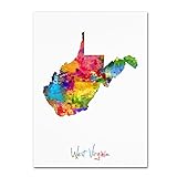 Trademark Fine Art West Virginia Map by Michael Tompsett, 14x19-Inch