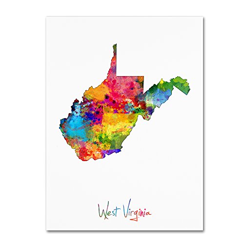 Trademark Fine Art West Virginia Map by Michael Tompsett, 14x19-Inch