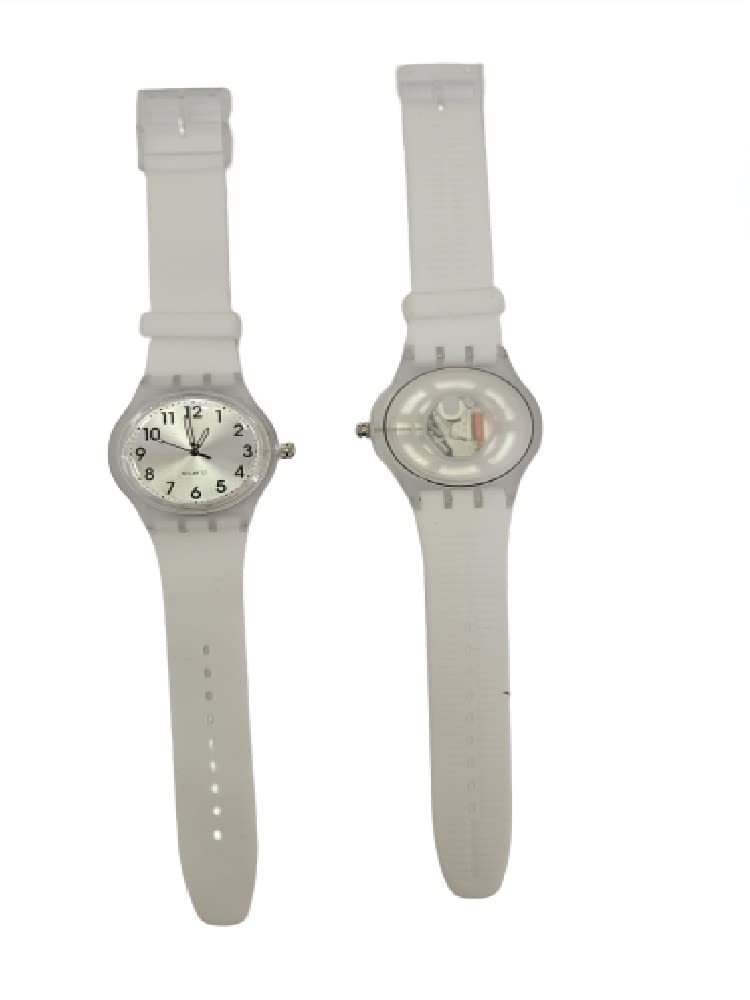 ricevi 1 Orologio per DETENUTO, PLASTICA Dietro Trasparente IDONEO CARCERE AMMESSO PENITENZIARIO, Bianco Nero BLU E Altri Omaggio PILA E SANTINO MADONNA PER CHI HA SBAGLIATO