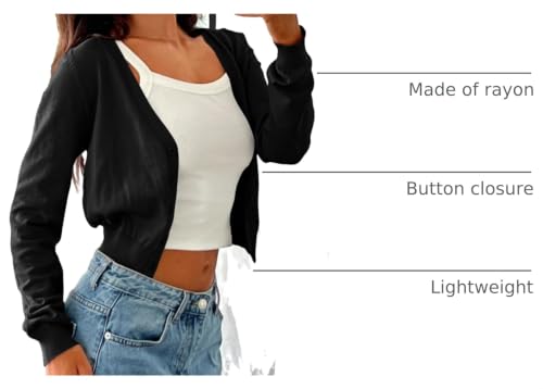 Image of Ezbelle Women's Long Sleeve Open Front Cropped Lightweight Cardigan Sweater Button Down Shirt 2026 Fall Tops