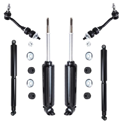 Image of Detroit Axle - 2WD Front 6pc Shock Absorbers Kit for 97-04 Dakota, 99-03 Dodge Durango, 4 Front and Rear Shock Absorbers Assembly 2 Sway Bar End Links Replacement 1999 2000 2001 2002 2003