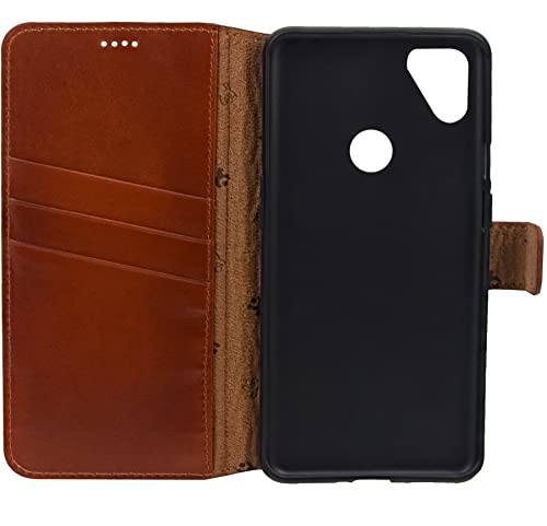 Housse cuir Gigaset GS5 Senior Suncase slim fit cognac brûlé 3 compartiments