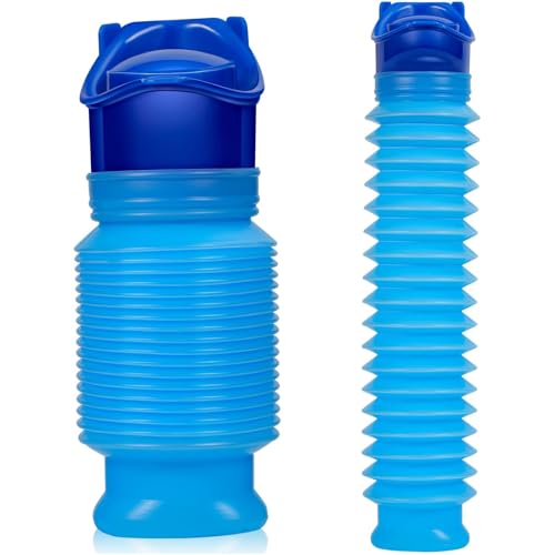 Amacoam Orinatoio Portatile 750 ML 2Pcs Orinatoio Retraibile Bambini e Adulti Bottiglia per urina Portatile, Contenitore Urine Emergency Toilet per Campeggio Viaggio Esterno e Auto