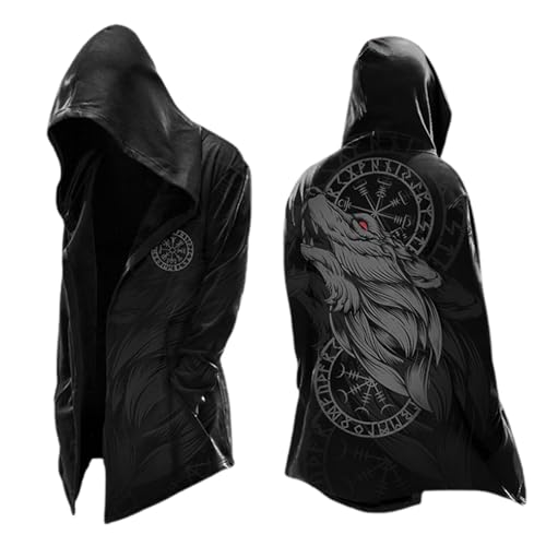 Manteau cardigan à capuche médiéval homme et veste de moto ample décontractée