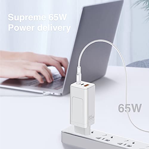Moniel Adaptador de energia USB-C de 65 W Carregador rápido Carregador de parede PD Tipo C Adaptador