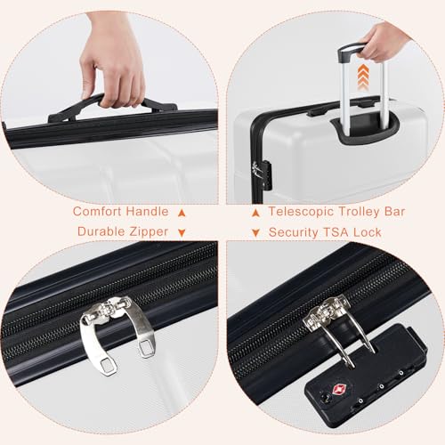 image for Sweetcrispy Carry on Luggage, Hard Shell ABS Suitcase with Double Spin