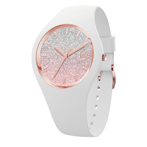 ICE-WATCH - Ice lo White Pink - Montre Blanche pour Femme avec Bracelet en Silicone - 024519 (Small 37)