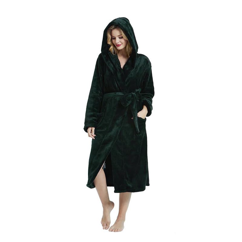 Image of HEARTNICE Womens Hooded Fleece Robe, Soft Bathrobe for Womens, Cute Long House Coat