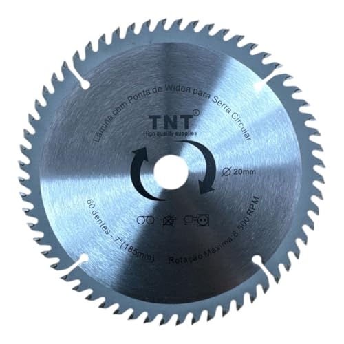 Lâmina de Serra Circular com Dentes de Metal Duro/Videa, 185 x 20 mm, 60 Dentes, TNT