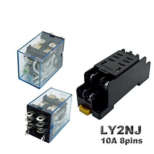 Relé LY2NJ de 8 pines DPDT con base de carril y testigo LED para cuadros de corriente 2