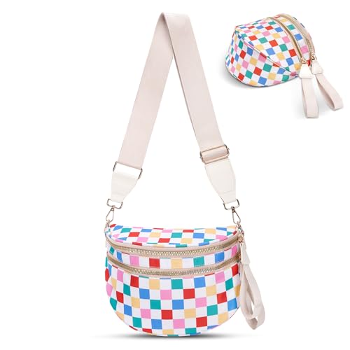 Image of Checkered Crossbody Bag, Bum Bags for Women Crossbody,Spacious Sling Bag Purse Fanny Packs with Shoulder Strap