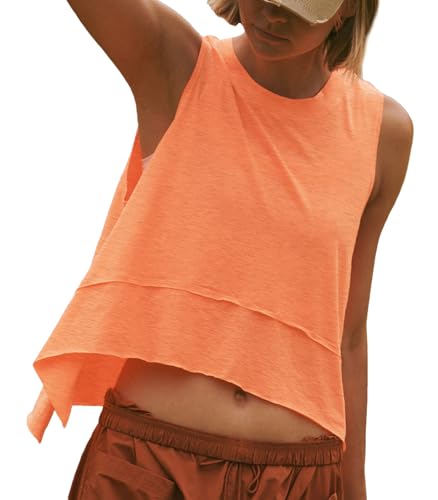 Women Workout Tank Tops Sleeveless Loose Athletic Yoga Running Gym Vest Asymmetrical Flowy Shirts