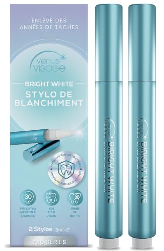 Venus Visage - Stylo Blanchiment Dents Pro Series [Lot de 2 Stylo Gel] Kit Blanchiment Dentaire, Blanchir les Dents Facilement, Sans Sensibilité Approuvé par les Dentistes, Formule Professionnelle
