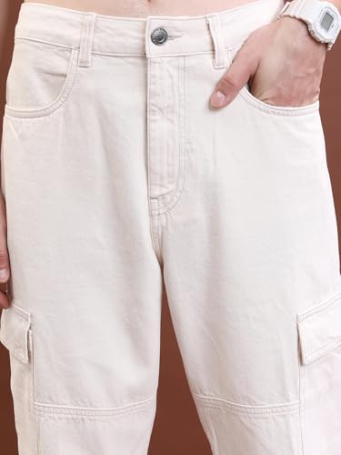 Image of Highlander Men's Regular Fit Cargo Pocket Jeans | Clean Look | Cotton Comfort | Utility Style