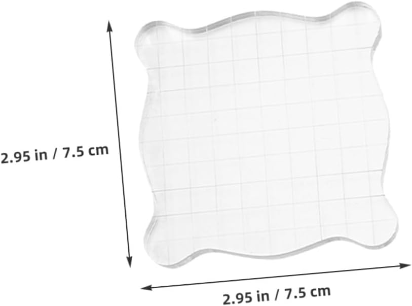 Artibetter 4pcs Acrylic Stamp Blocks with Grid Lines Wave Pattern 7.5x7.5cm for Scrapbooking and Card Making Craft Supplies