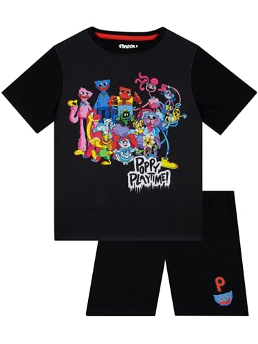 Poppy Playtime Boys Pyjamas | Pjs For Boys | Summer Short Pyjama Set | Gamer Nightwear | Black 7-8 Years