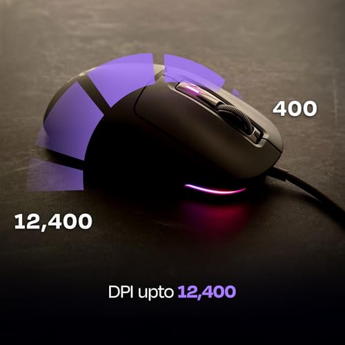 Image of Kreo Pegasus 49 GMS Ultra-Lightweight Wired Gaming Mouse, 12400 DPI, Customizable RGB, Black