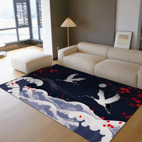 Eastern Aesthetics Rugs 80x150cm - Cranes Waves Plum Blossom patterns �����Đ􂦂郉�O�A�V�~�ɋ�������~�߃��O�A���r���O���[���J�[�y�b�g �����G�X�^�C���̃z�[���f�R���[�V�������O