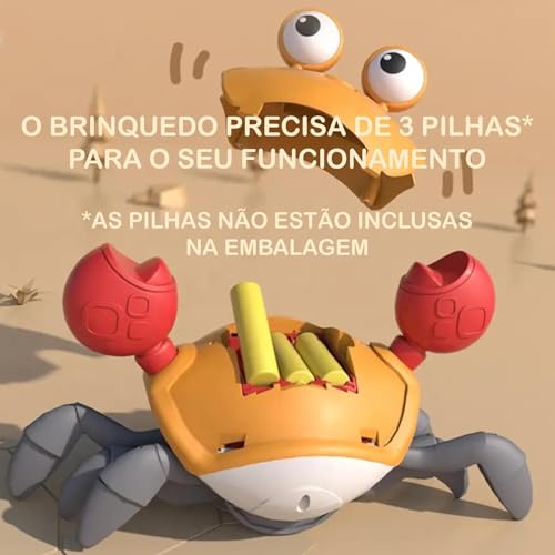 Pega Caranguejo - Brinquedo com Música, Que Anda e Evita Obstáculos - Movido a Pilhas (AA) - Cor Ver