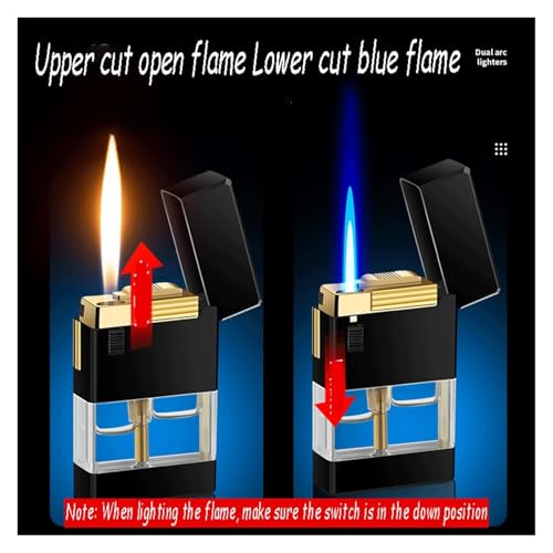 Encendedor doble llama ajustable recargable plateado miniatura 3