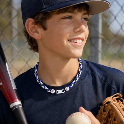 NUKAYAI Baseball Braided Rope Necklace for Boys Bright Blue/Black/White 18" by NUKAYAI - Used condition - Image 3