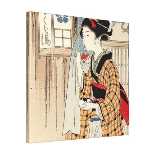 絵画 フレーム装飾画 池田輝方 さくら湯 キャンバスアート アートパネル 壁画 壁掛け 絵 モダンアート 版画 壁飾り 世界の名画 ポスター 40x40cm