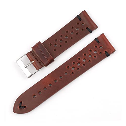 [EDVTSIHR] Leather Watch Strap Porous Breathable Watchband 18mm 20mm 22mm 24mm Handmade Stitching Watch Bracelets Replacement La