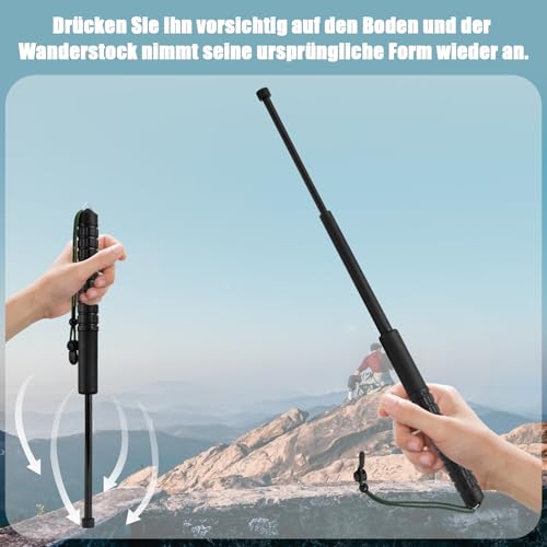 KKUOYT Schwarzer Teleskop-Einsatzstab mit Gürteltasche - Robust, rutschfest & kompakt