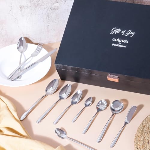 Image of Dora 18 /8 Stainless Steel 90-Piece Premium Specialty Cutlery Set | Dessert, Soup, Tea, Coffee, Butter, Ice Tea Spoons & Knives | Elegant Flatware | International Finish