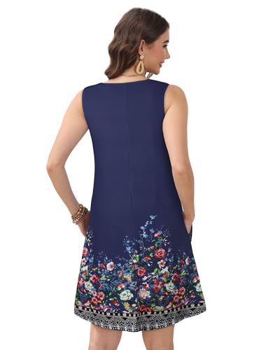 Image of CHICGAL Womens Summer Dresses Casual Sleeveless Loose T Shirt V Neck Sundress Swing Beach Cover Up with Pockets 2026