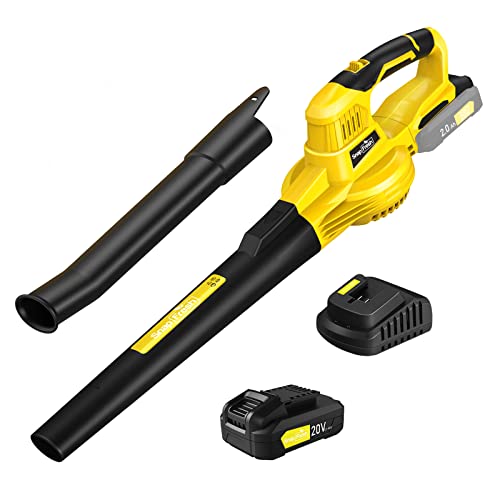 SnapFresh Leaf Blower - 20V Leaf Blower Cordless with Battery & Charger, Electric Leaf Blower for Lawn Care, Battery Powered Leaf Blower Lightweight for Leaf/Snow/Dust Blowing (Yellow) SnapFresh Leaf Blower - 20V Leaf Blower Cordless with Battery & Charger, Electric Leaf Blower for Lawn Care, Battery Powered Leaf Blower Lightweight for Leaf/Snow/Dust Blowing (Yellow)