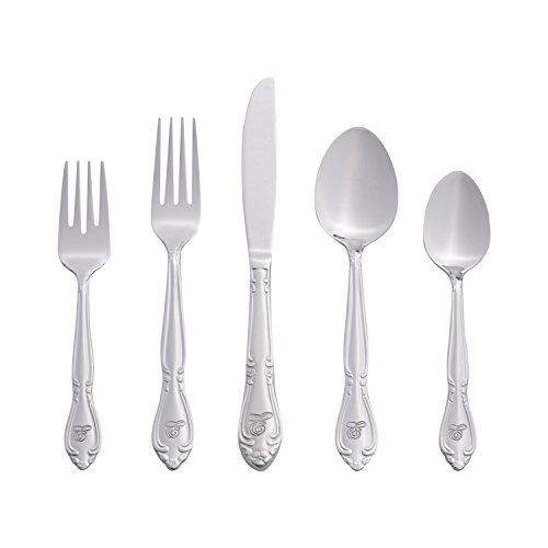Riverridge 5417-843-E Rose 46 Piece Monogrammed Flatware Set, Letter E, No Size, Silver #TOP6