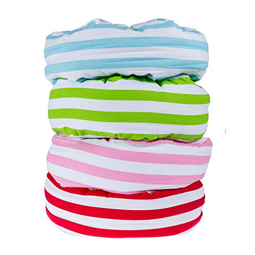 HOMESCAPES Pink & White Stripe Floor Cushion Pouffe 100% Cotton Modern Pleated Seat Pad for Indoor and Garden 40cm x 15cm - Image 4