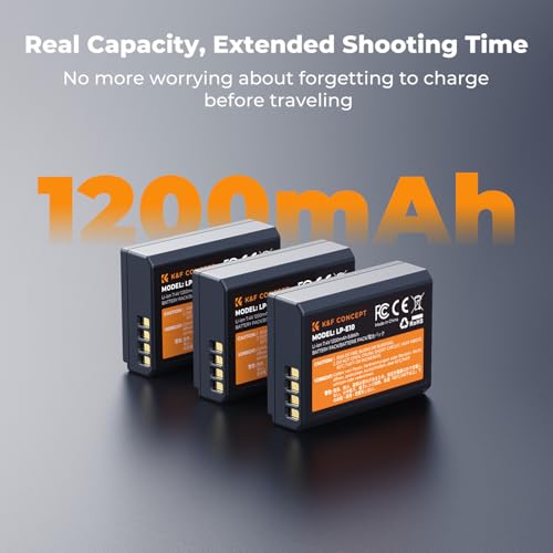 K&F CONCEPT LP-E10 Battery 3-Pack and Upgraded Rebel T7 Battery Charger Compatible with Canon Rebel T7 T6 T5 T100, Kiss X50 X70 X80 X90, EOS 1100D 1200D 1300D 1500D 2000D Camera by K&F CONCEPT - Image 6