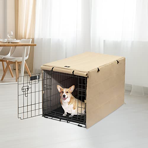 X-ZONE PET Capa de caixa de cachorro de porta dupla - Capa de canil de poliéster para animais de est