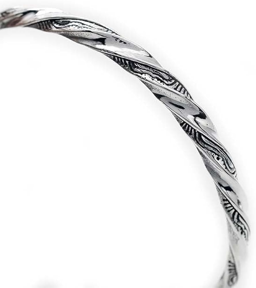 オールド silver925 ねじれデザイン シルバーバングルL671 オールド