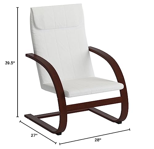 Niche Mia Bentwood Reclining Lounge Chair, 26.5"Wx28"Lx39.5"H, Mocha Walnut/Beige #TOP2