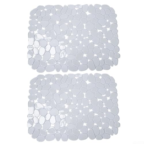 Alfombrilla para fregadero de cocina de 30 x 40 cm (paquete de 2) almohadilla antideslizante de PVC con diseño de guijarros para protección contra arañazos, ajuste personalizable para uso doméstico y