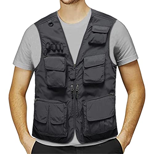 Beokeuioe Chaleco de pesca para hombre, chaleco de caza, chaleco de bicicleta, ligero, de verano, para ciclismo, de carreras, transpirable, deportivo, sin mangas, para moto, bicicleta de montaña,