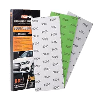 POLIWELL Auto Sandpaper Kit 3.6" x 9" Wet Dry Mix Polishing Kit