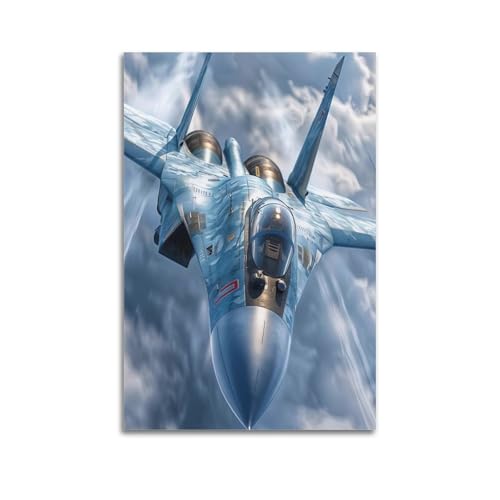 HUIYHB Poster décoratif sur toile avec avion de chasse Su-27 Flanke - Poster décoratif sur toile pour chambre à coucher - 30 x 45 cm