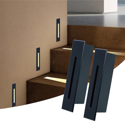 kpslucerna 2pz Faretto LED da Incasso per Scale 3W, IP65 Impermeabile Faro per Esterno Gradini, Alluminio Pressofuso Lampada Angolo Parete, Illuminazione Decorativa Interna Corridoi Scale