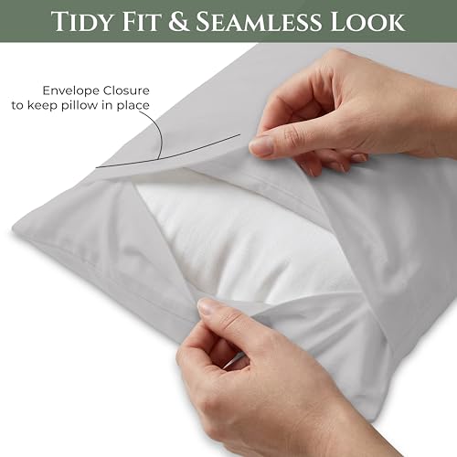 Image of Royale Linens 100% Cotton Pillow Cases Standard Size Set of 2 - Percale Pillowcase - Silver Pillow Cases Soft Cooling & Breathable Hotel Cotton Pillowcases, Fits Standard Pillows (20 inchx26 inch, Silver)