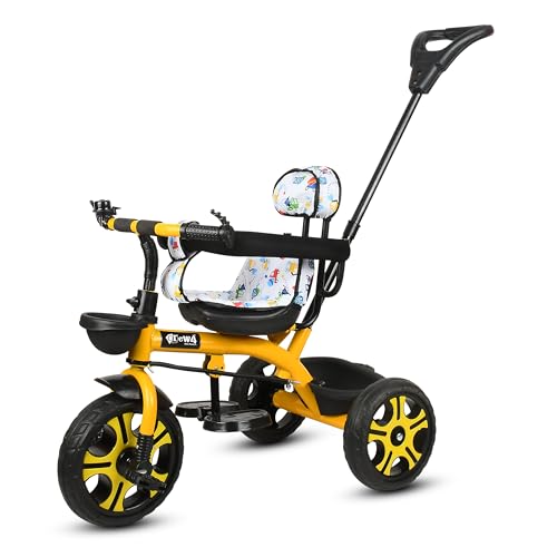 Image of Tricycle 1 Years to 5 Years with Removable Safety Guard and Parental Control Back Side Push Handle with Rubber Tyre for Kid's CR07 (Yellow 3)