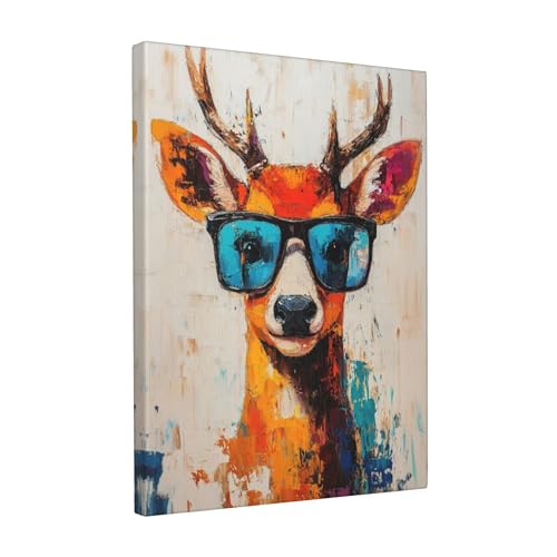 Cerf graffiti toile murale pop art coloré tableaux sans cadre 12"x16"