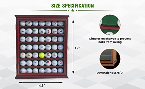 Displaygifts 49 Golf Ball Display Case Cabinet Wall Rack Holder Solid Wood Frame With Lockable Glass Door, Wall Mounted Or Stand A Counter Top Black Finish Great Golfer's Gift #TOP3